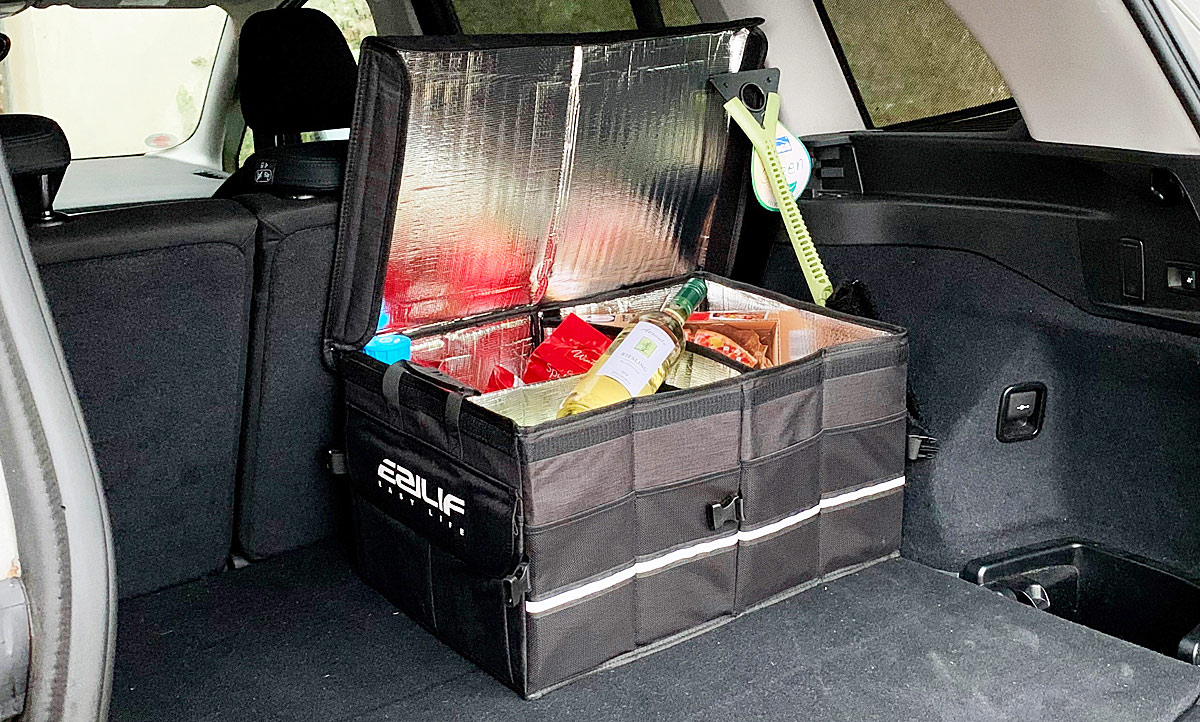 Ergocar Kofferraum Organizer, Zusammenklappbarer Aufbewahrungsbox für Auto  Zubehör mit Fächern, Autotasche Auto Kofferraum Box mit Deckel und Griffe,  Rutschfester Boden, Sicherheitsgurt, Praktisch: : Auto & Motorrad