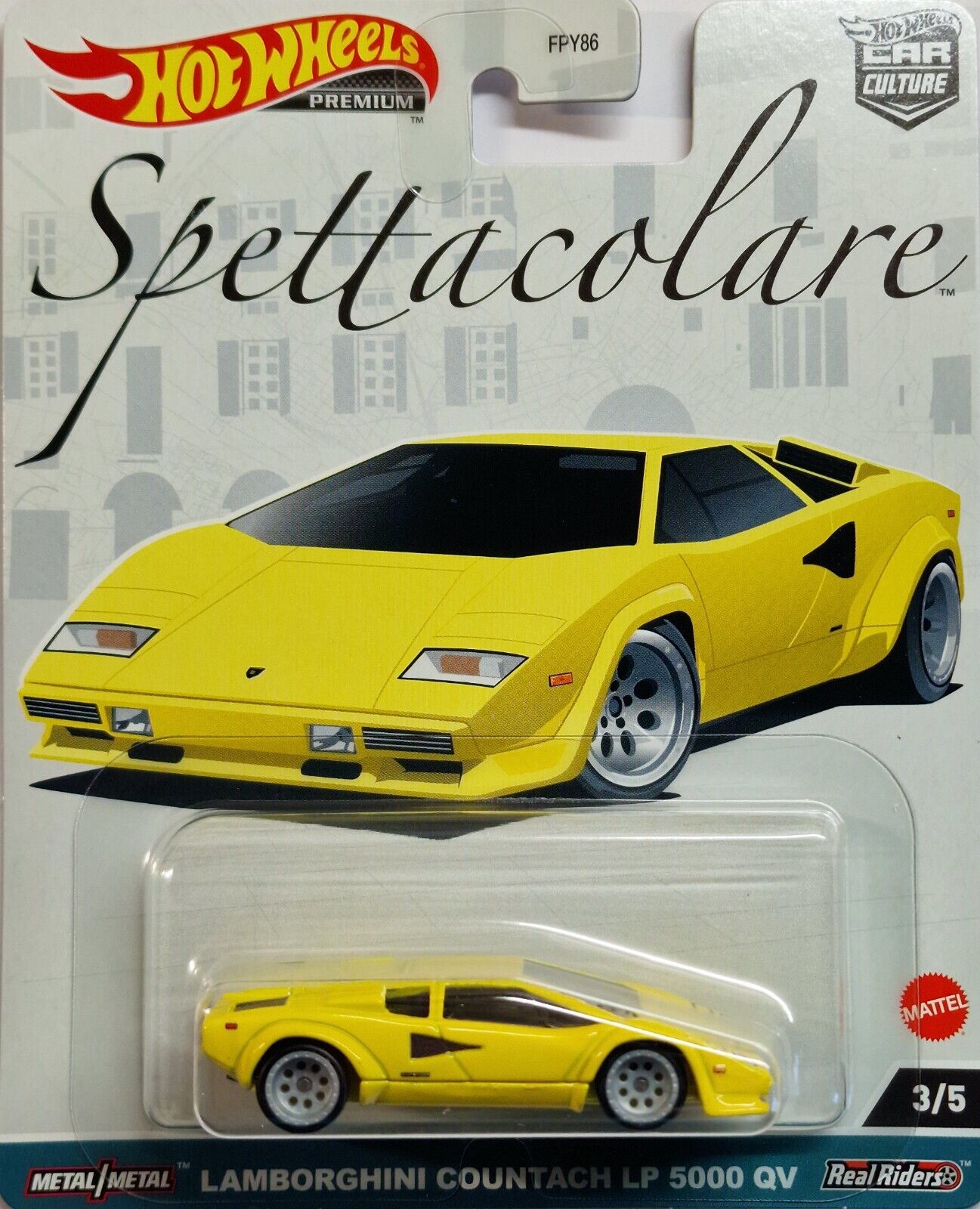 Hot Wheels Premium Lamborghini Countach LP 5000 QV - Gelb