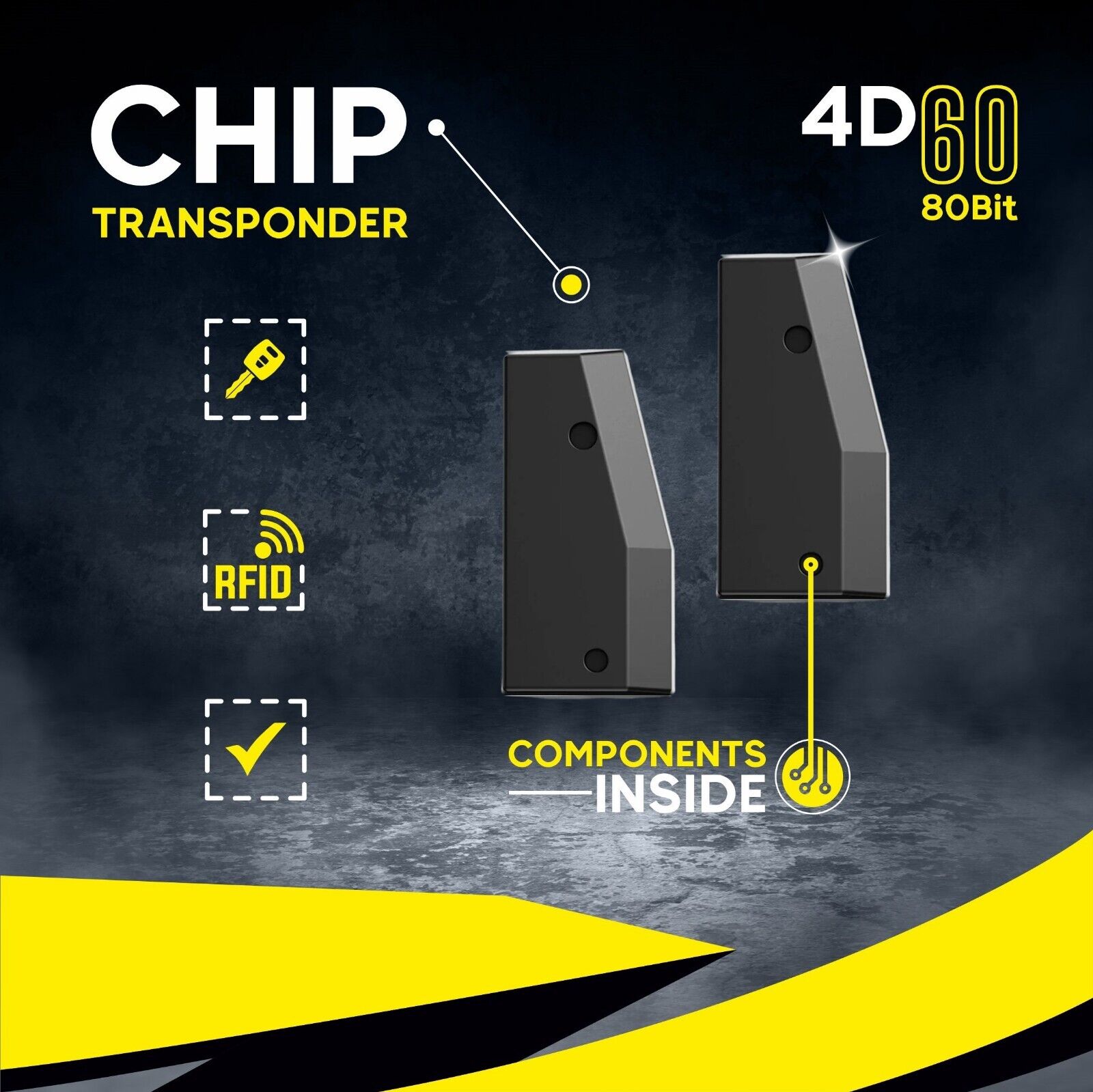 Transponder-Wegfahrsperre RFID Chip 4D60 / 4D ID60 - FORD HYUNDAI JAGUAR - 2 Stück