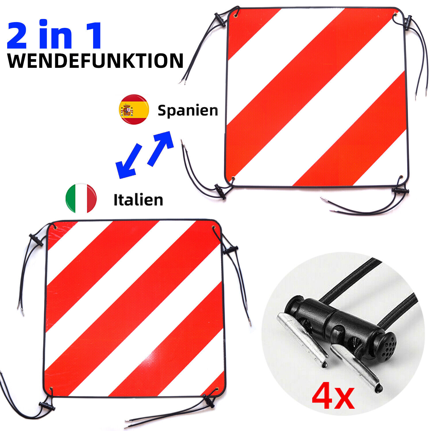 2-in-1-Warnschild Italien/Spanien/Portugal