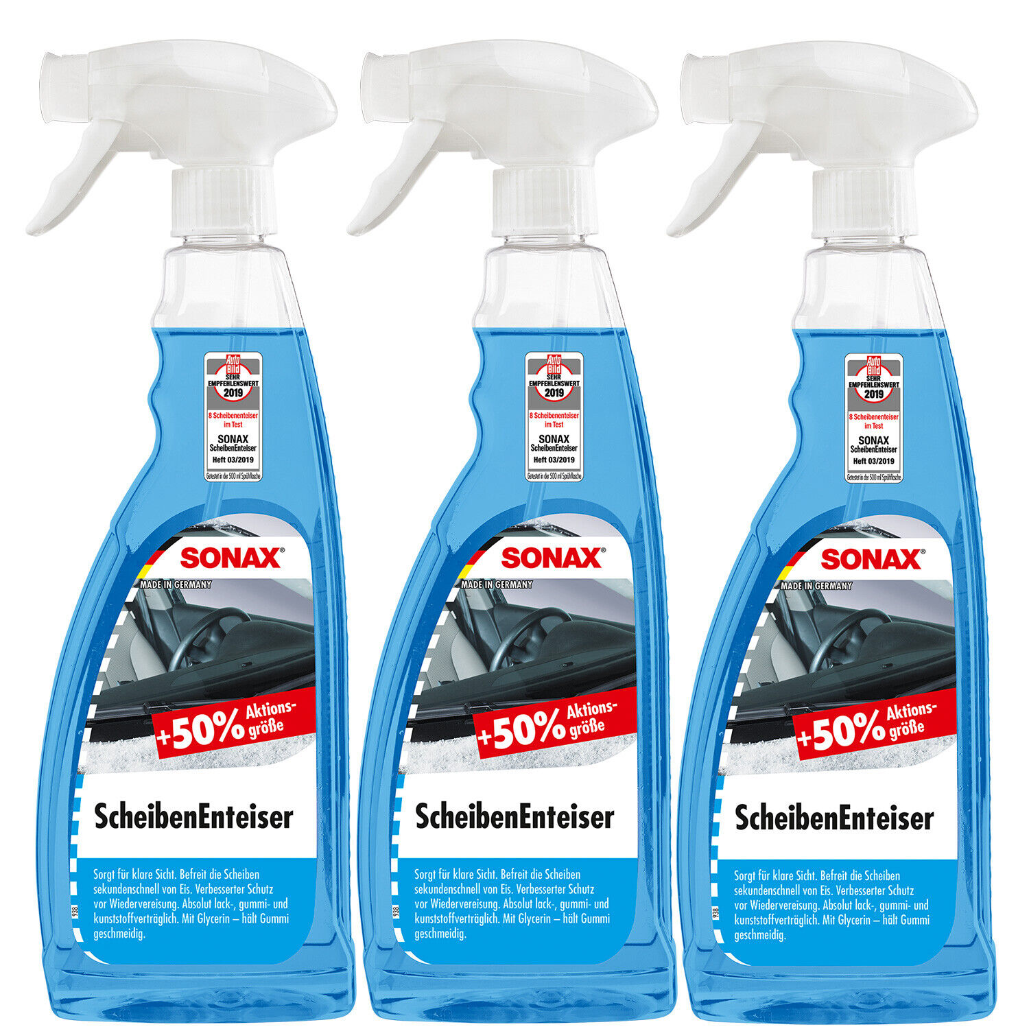 3x Sonax Scheibenenteiser-Spray - 750 ml