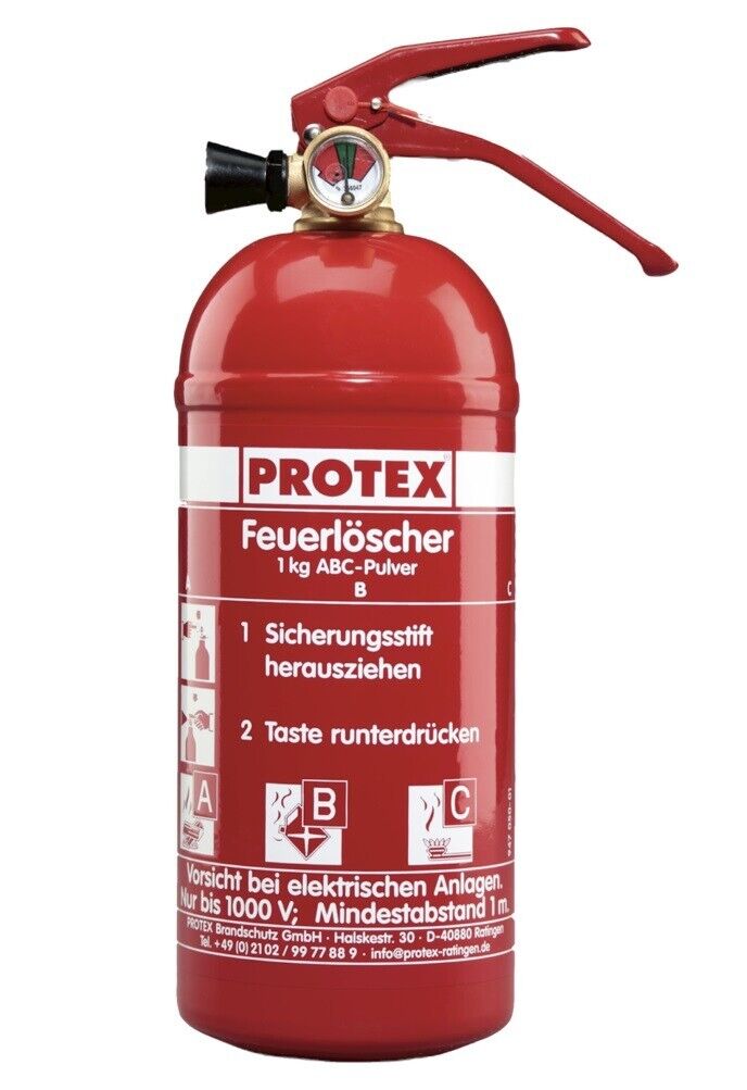 Protex Kfz-Pulverfeuerlöscher - 1 kg - Brandklassen ABC