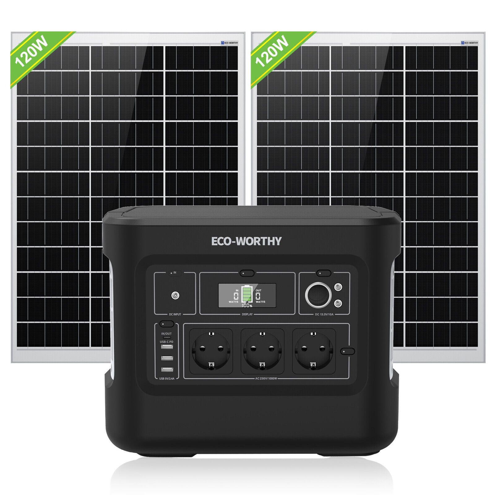 Eco-Worthy ECO-PS1000 1024 Wh + 2x Solarpanels (120W)