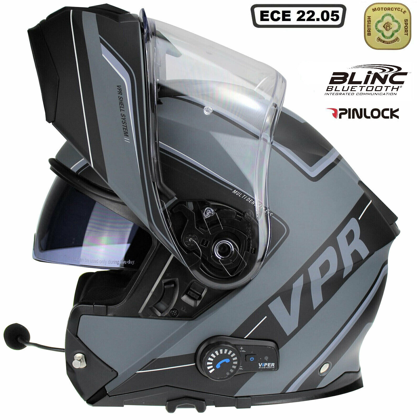 Viper ECE Klapphelm mit Blinc Bluetooth