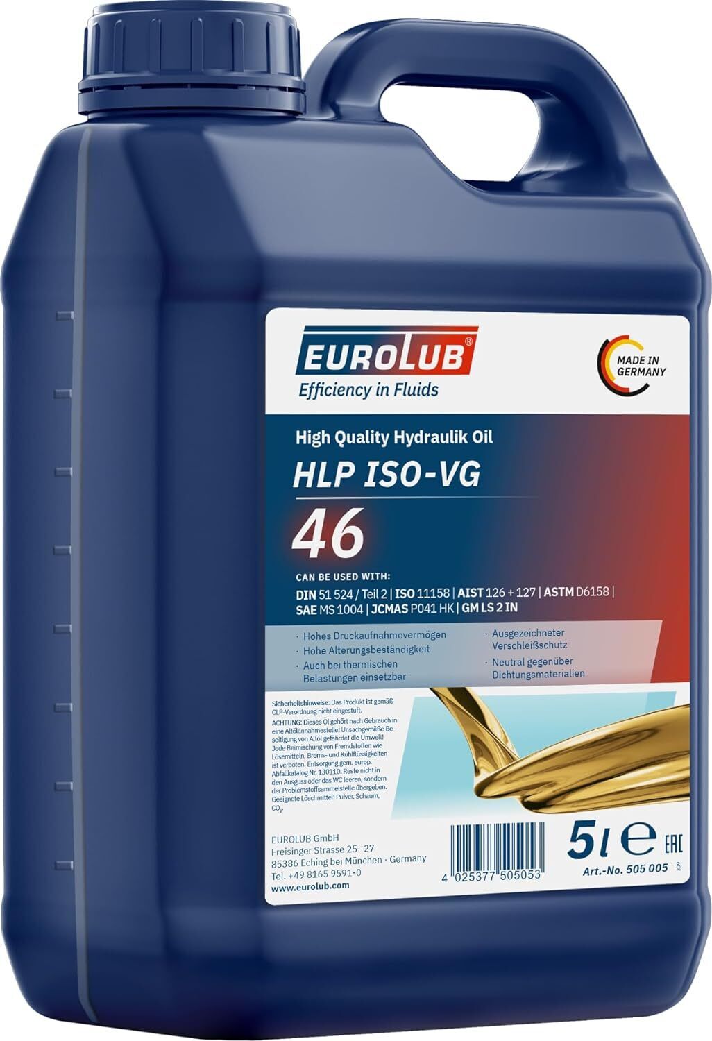 EUROLUB HLP ISO VG 46 Hydrauliköl, 5 l