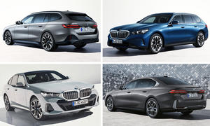 BMW i5/5er als Limousine und Touring in einer Collage.