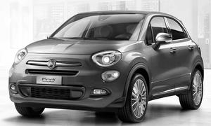 Ein Schwarz-Weiß-Foto des Fiat 500X, statisch von vorne links abgebildet.