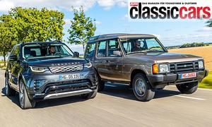 Der Land Rover Discovery D 350 und der Land Rover Discovery V8i von vorne fahrend fotografiert.