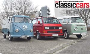 VW Bulli T1/T3/T2 Frontansicht nebeneinander stehend