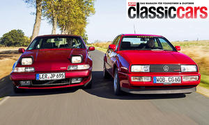 Volvo 480 2.0 und VW Corrado G60 fahrend von vorne.