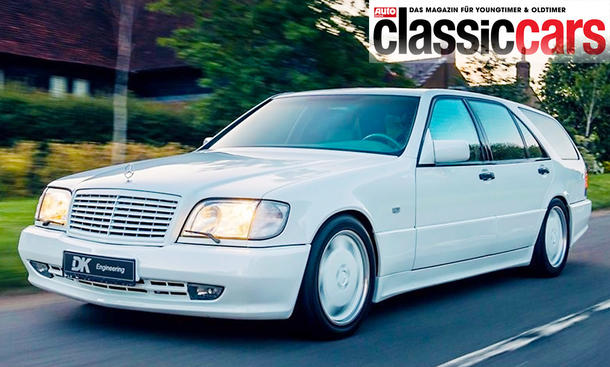 Der Mercedes S600 Estate von vorne fahrend fotografiert.