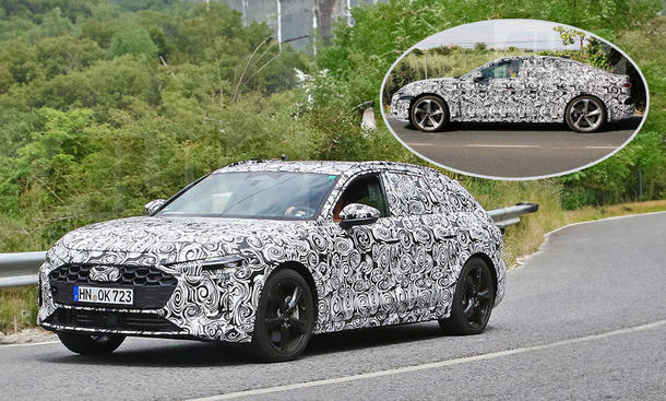 Audi RS 5 (2024); fahrend; Erlkönig; Außenansicht; Frontansicht; Profilansicht; Montage