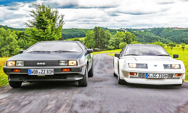 Die Europa-Sportler DeLorean DMC-12 und Alpine A310