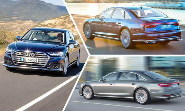 Audi S8/Audi A8/Audi A8 L (2017); Kollage der fahrenden Fahrzeuge