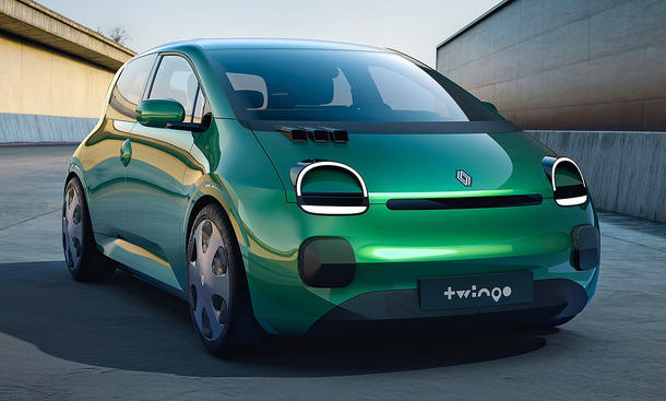 Renault Twingo E-Tech Electric (2026); stehend, Ansicht von schräg vorne.