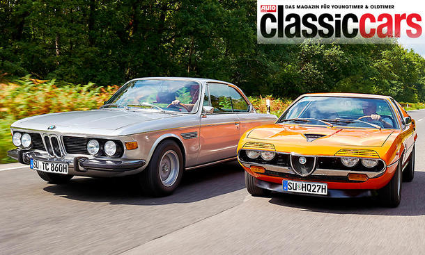 BMW 3.0 CSi/Alfa Romeo Montreal Frontansicht fahrend