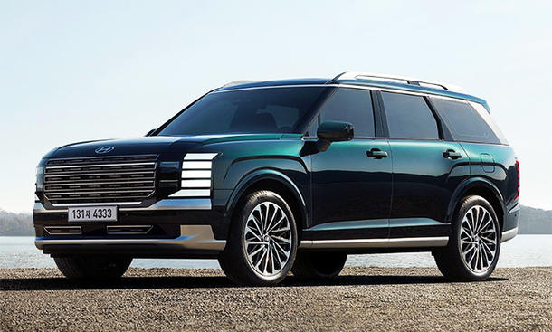 Blick von schräg vorne auf den Hyundai Palisade (2025).